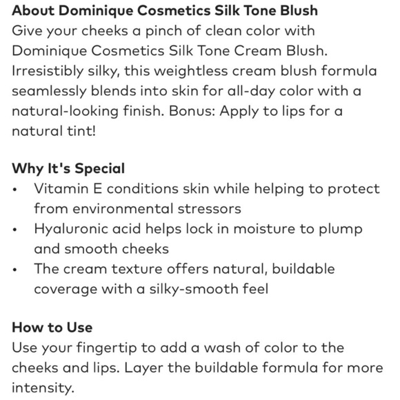 Dominique WARM PEACH Silk Tone Cream Blush + Lip Color | NEW | Full Size - Picture 10 of 16